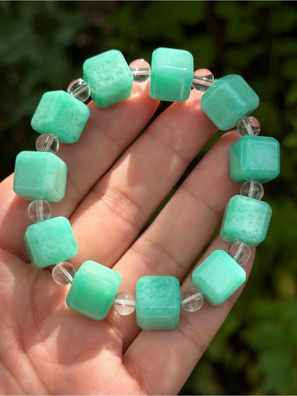 12mm strechable cubic amazonite bracelet 1751